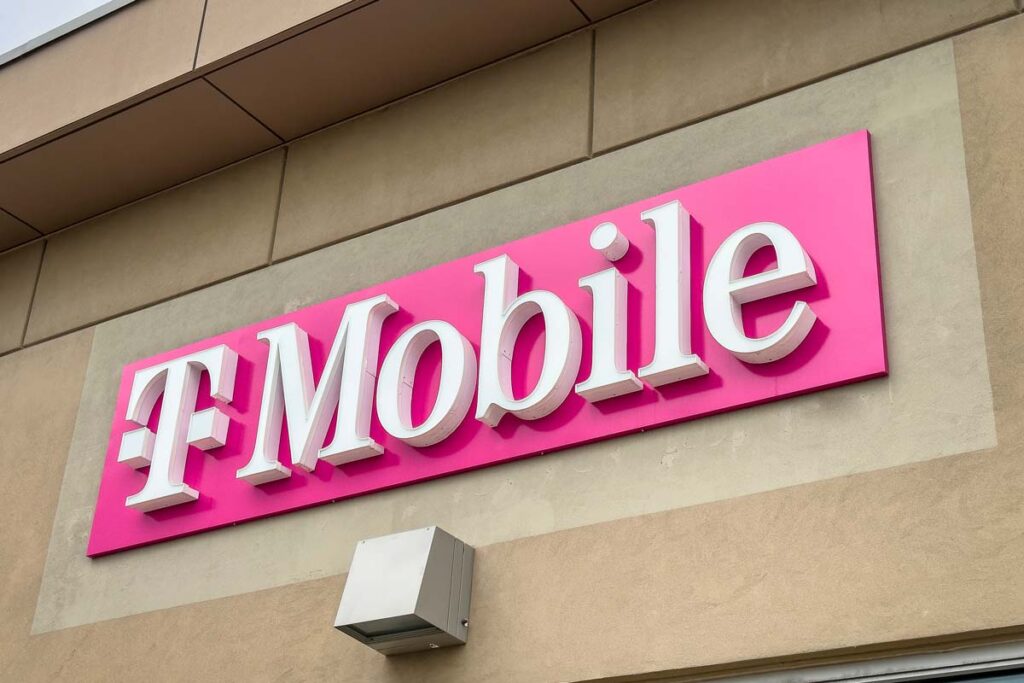 Close up of T-Mobile signage, representing the T-Mobile data breach.