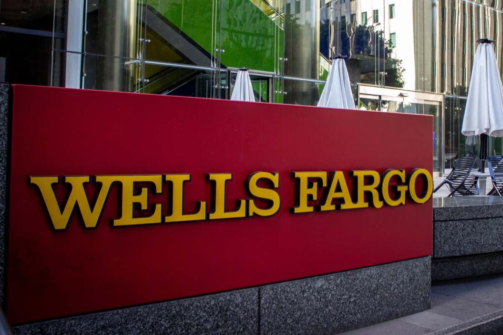 Close up of Wells Fargo bank signage, representing the Wells Fargo class actions.