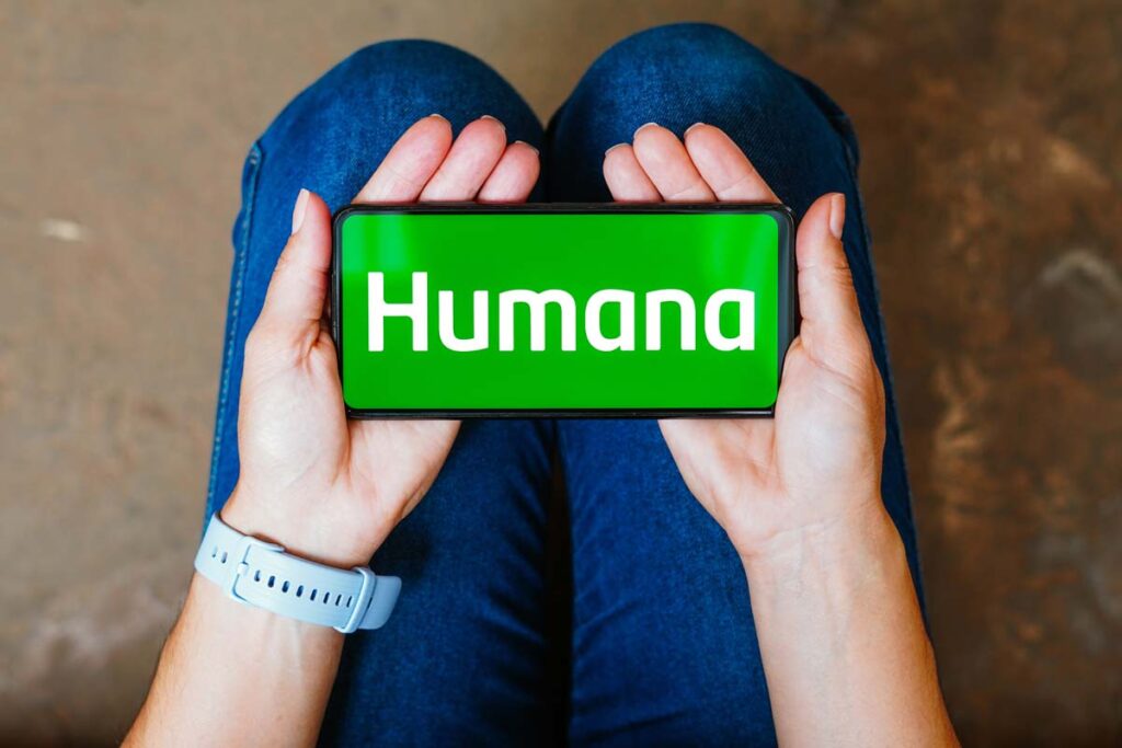 Humana logo displayed on a smartphone screen, representing the Humana lawsuit.