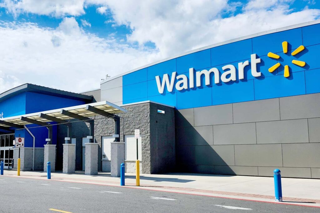 Exterior of a Walmart store, representing the Walmart apple juice recall.