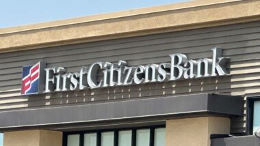 Close up of First Citizens Bank signage, representing the First Citizens NSF fees.