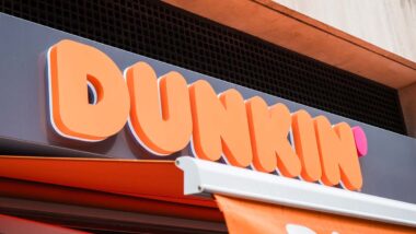 Close up of Dunkin signage, representing the Dunkin' lawsuit.