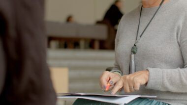 woman providing detailed information on various insurance policies and options