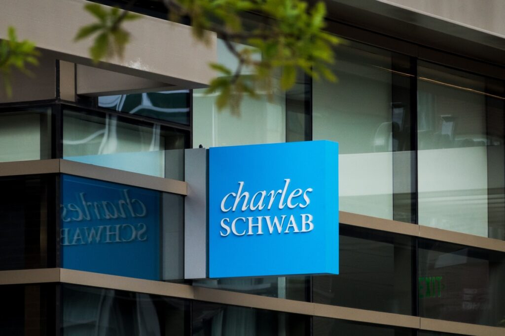 Charles Schwab sign outside building representing the cash sweeps class actions.