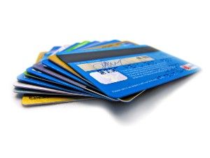 Stack of credit cards facing down