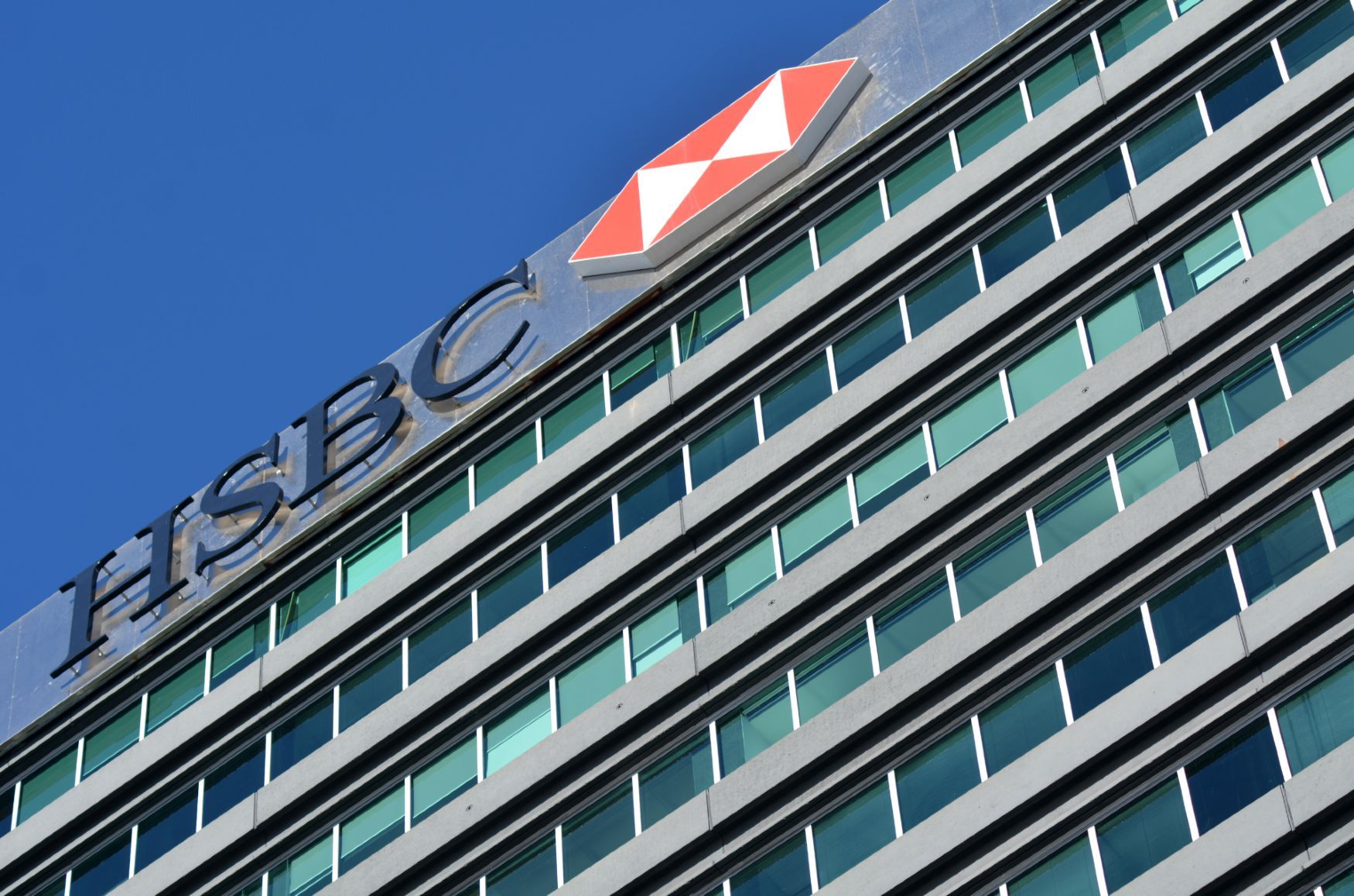 HSBC bank sign on building