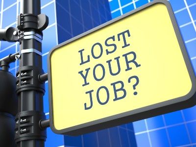 Graphic of street sign reading "lost your job" - redundancies
