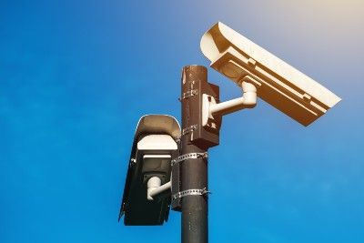 CCTV cameras on a pole - facial recognition