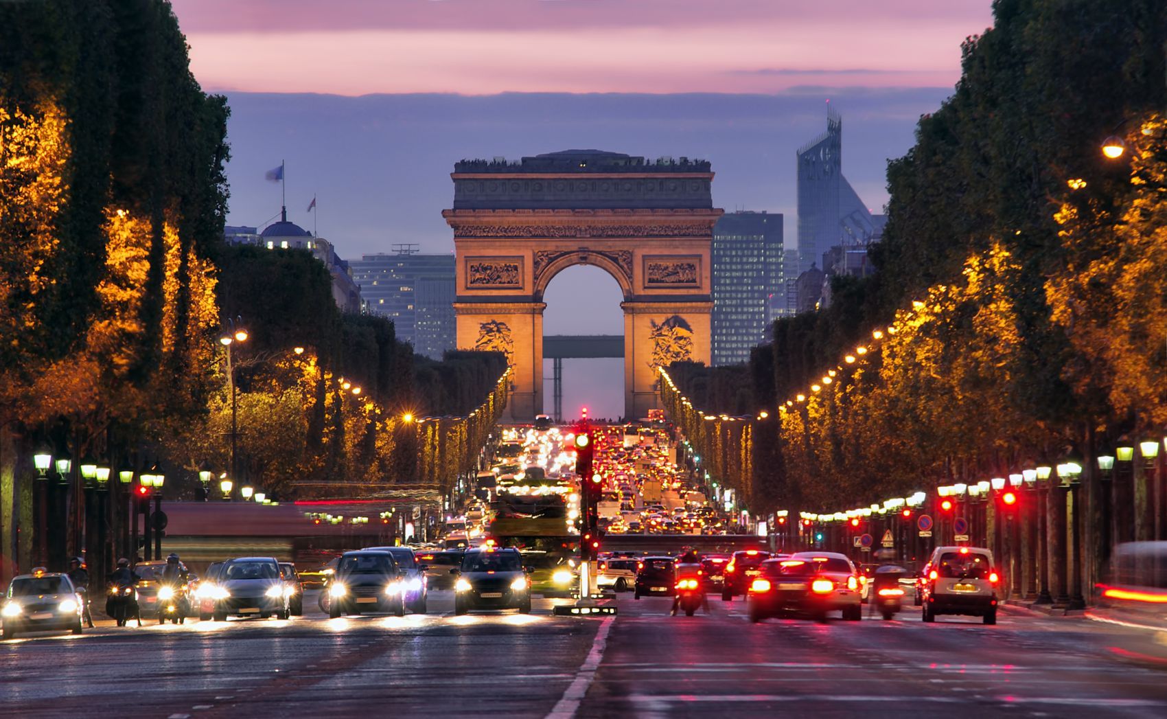 Paris, Champs-Elysees at night - France quarantine