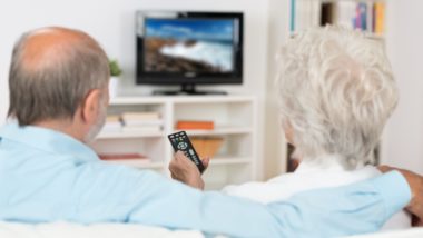 Older couple watching TV - tv licences