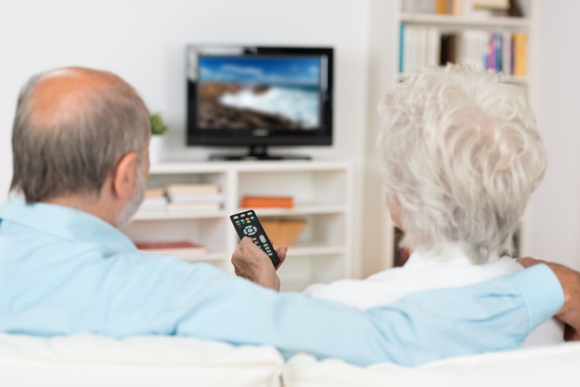 Older couple watching TV - tv licences