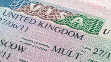 Closeup of United Kingdom visa - visa algorithm