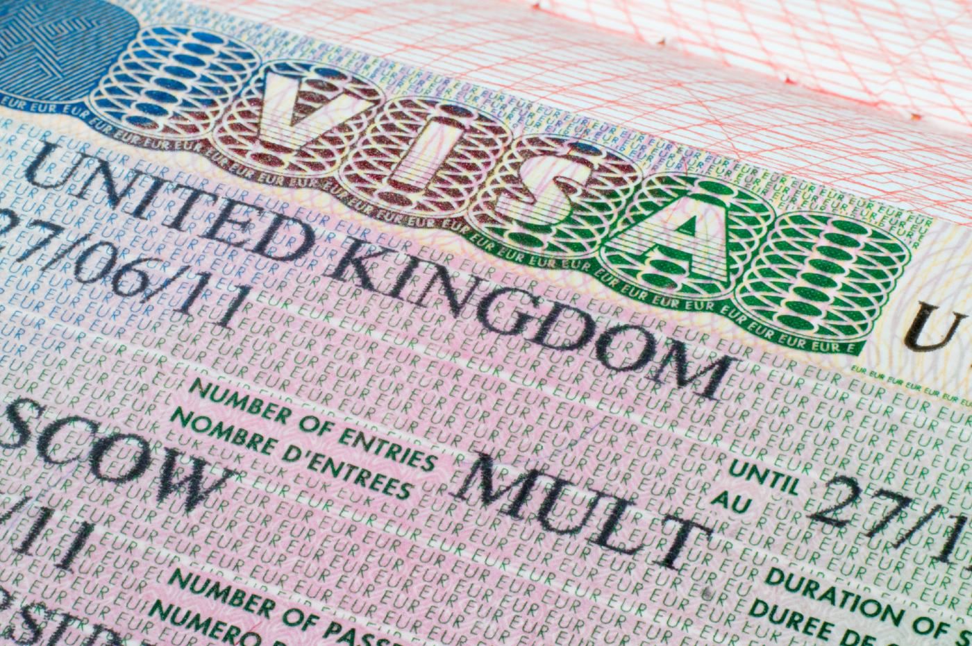 Closeup of United Kingdom visa - visa algorithm