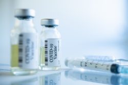 Vials of a COVID-19 vaccine in a lab