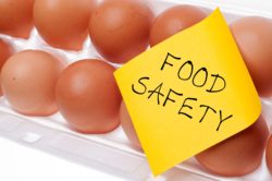 Eggs with food safety note regarding the food recalls in UK