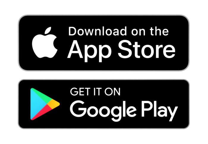 Apple App Store and Google Play icons