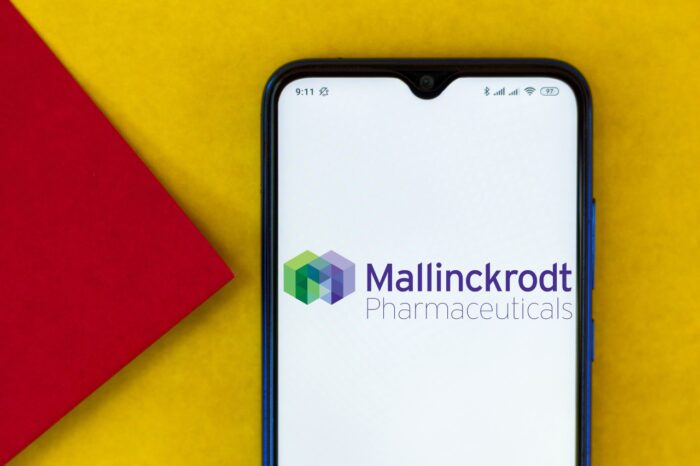 he Mallinckrodt Pharmaceuticals logo seen displayed on a smartphone