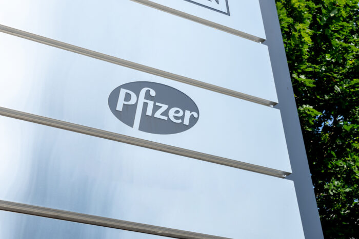Pfizer sign outside their Canadian office in Mississauga, Canada.