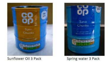 Photo of recalled tuna cans.