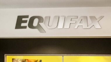 Close up of Equifax signage, representing the Equifax data breach.