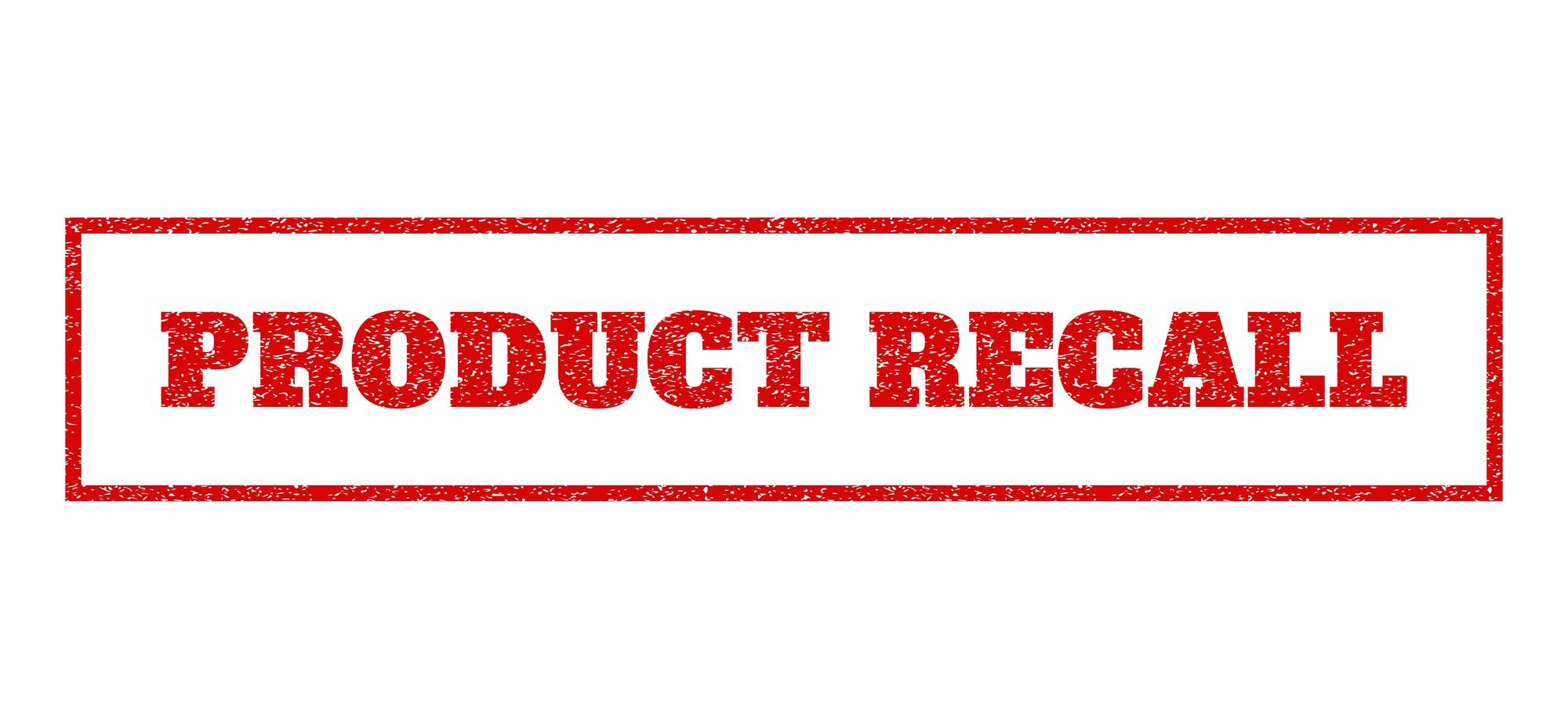 Red product recall stamp regarding the consumer products recalled over hazard concerns