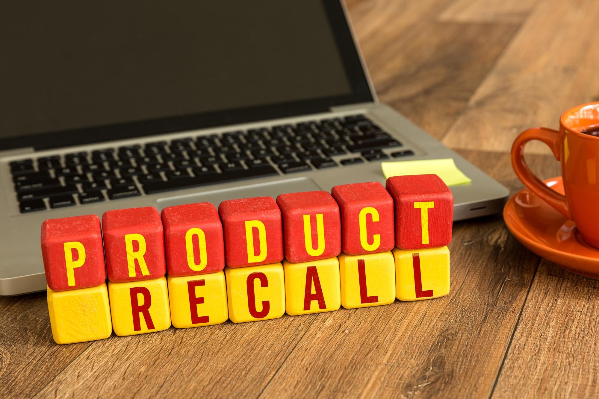 Product recall written in blocks regarding Health Canada recalling a couple of children's products over hazard concerns