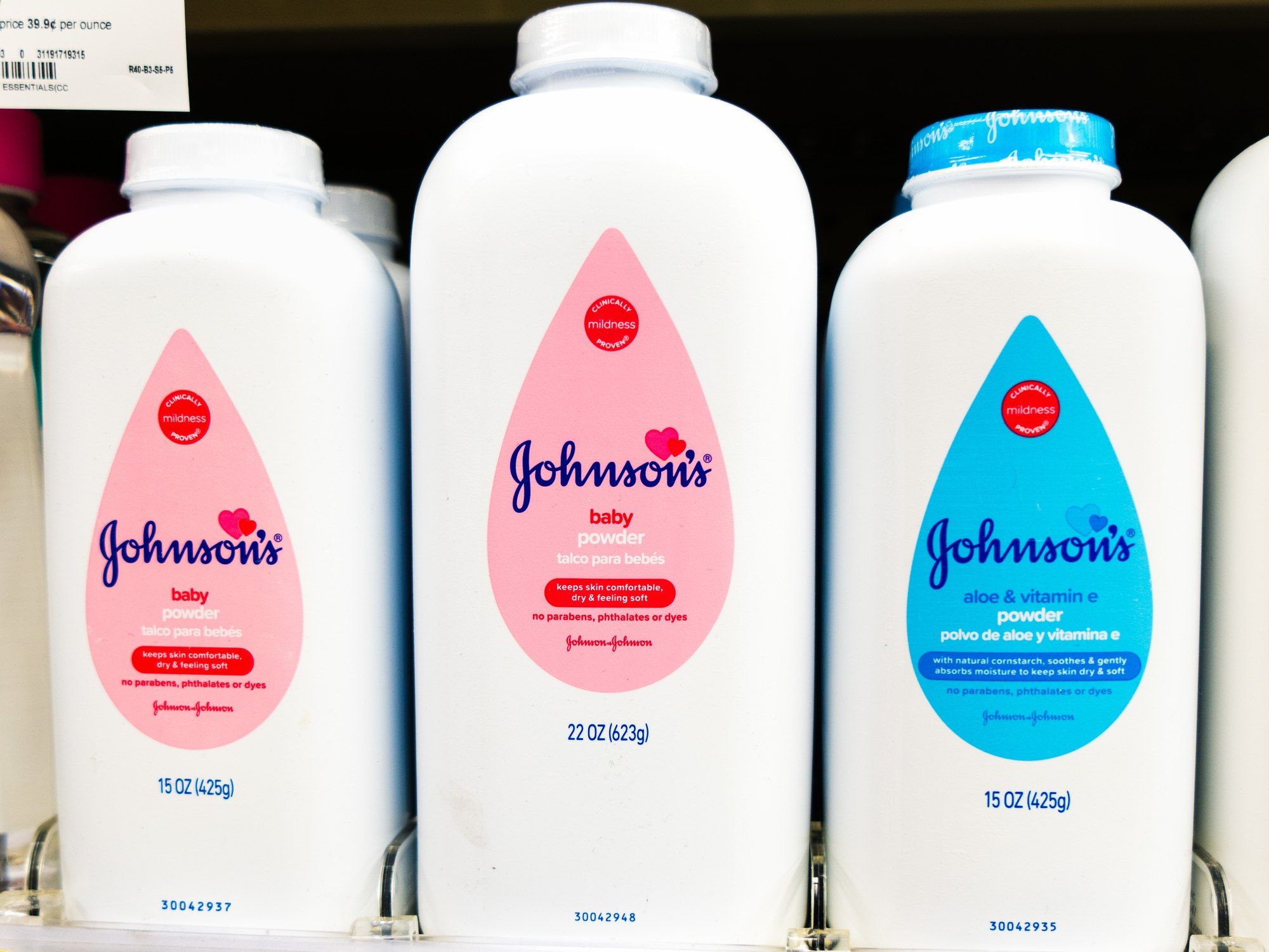 Baby powder bottles regarding Johnson and Johnson discontinuing talc-based baby powder in Canada and U.S.