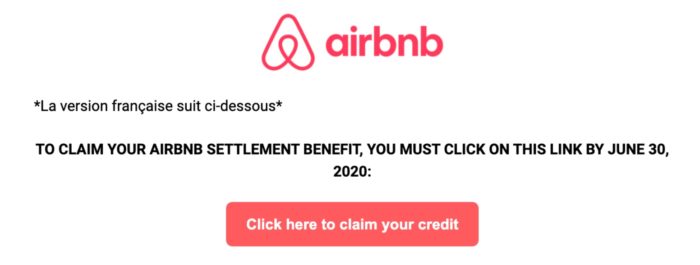 Airbnb class action settlement notice 