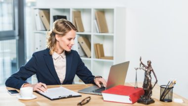 Lawyer working in front of computer