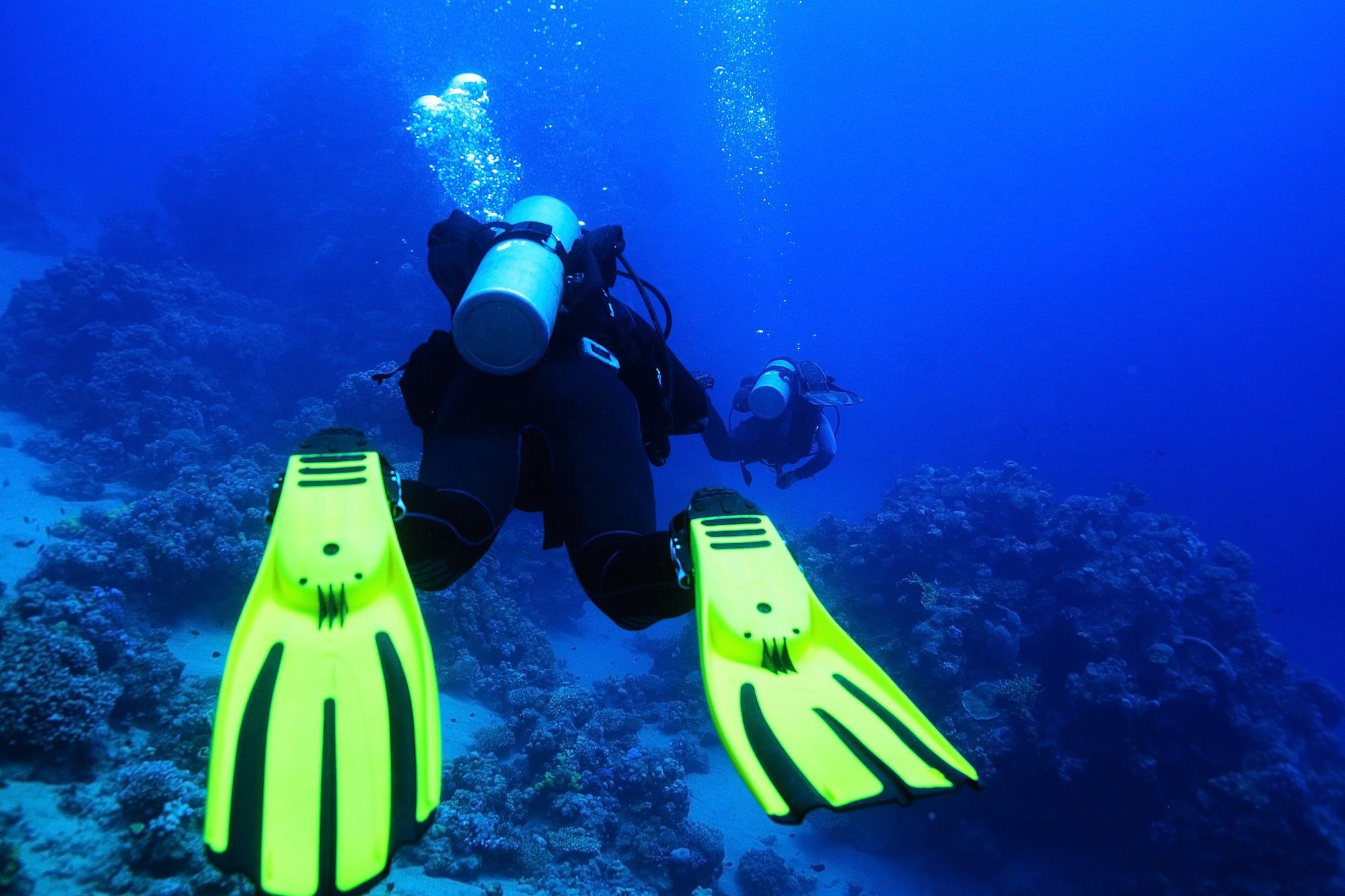 A scuba diver swimming regarding the Suunto defective dive computer class action lawsuit filed