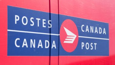 Canada Post sign regarding the Canada Post late delivery class action lawsuit filed.