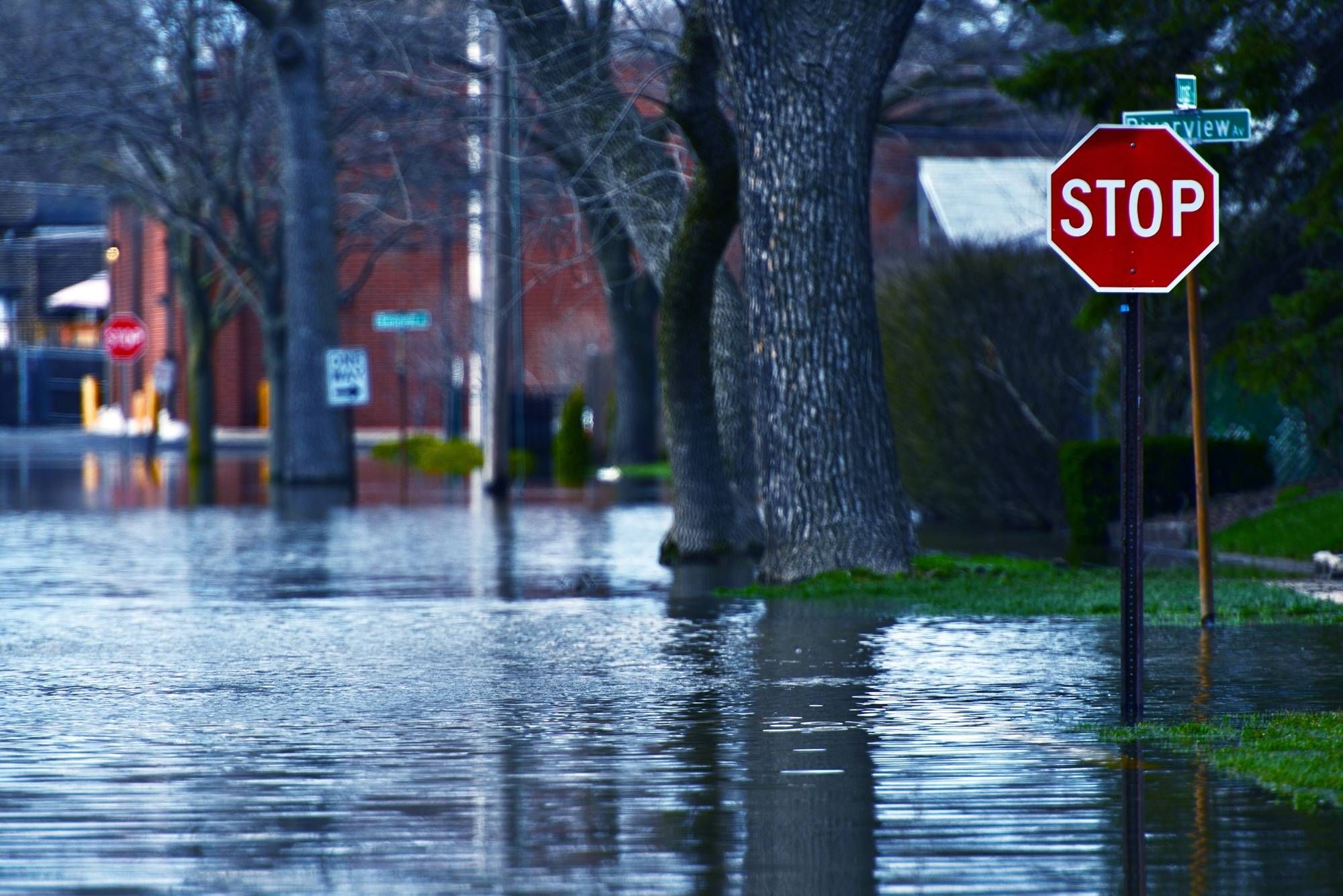Flooding street regarding the Grand Forks flood class action lawsuit filed