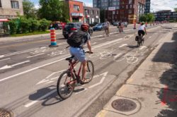 montreal bikers using environmentally friendly transportation