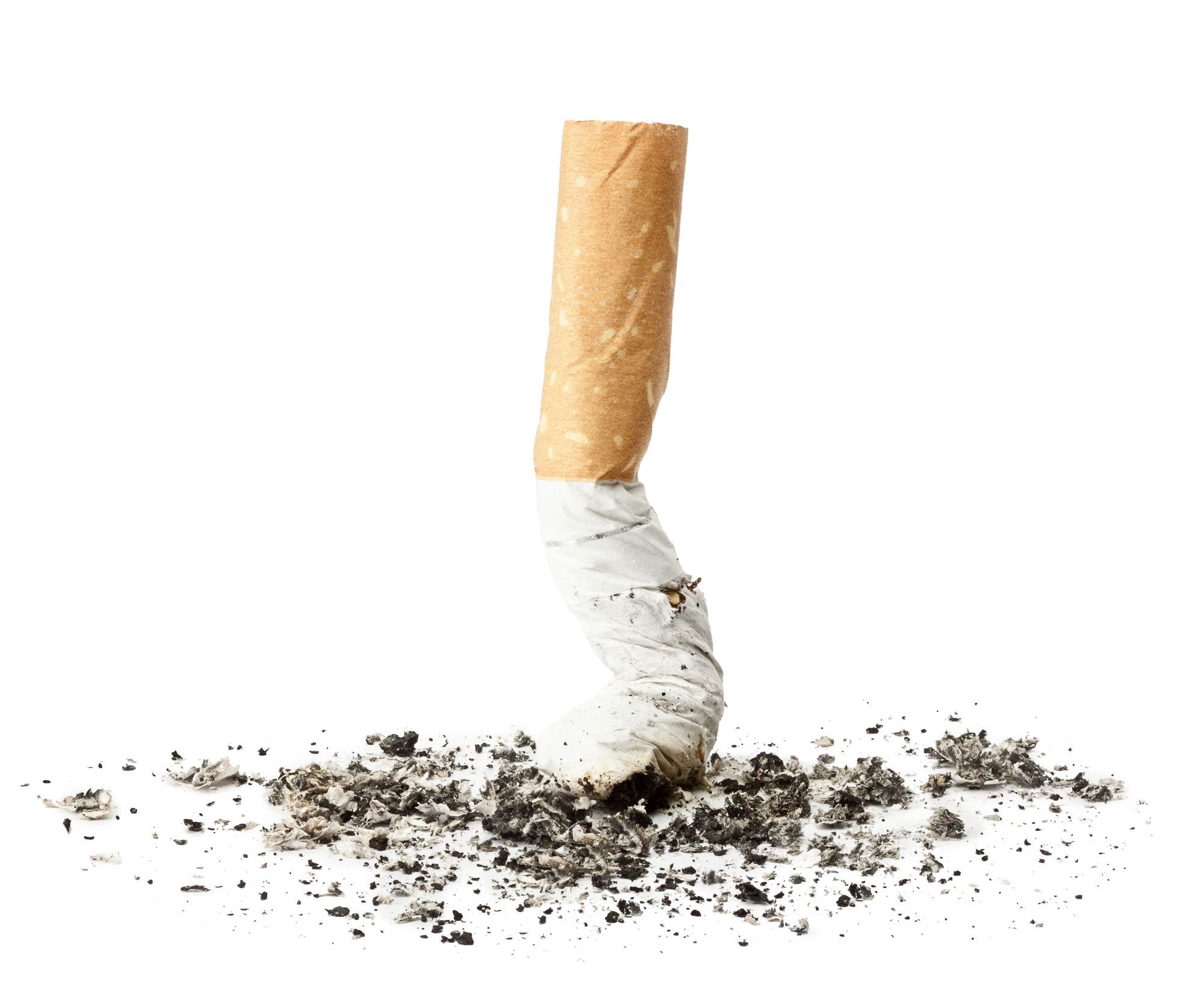 cigarette burned out due to risks of smoking 