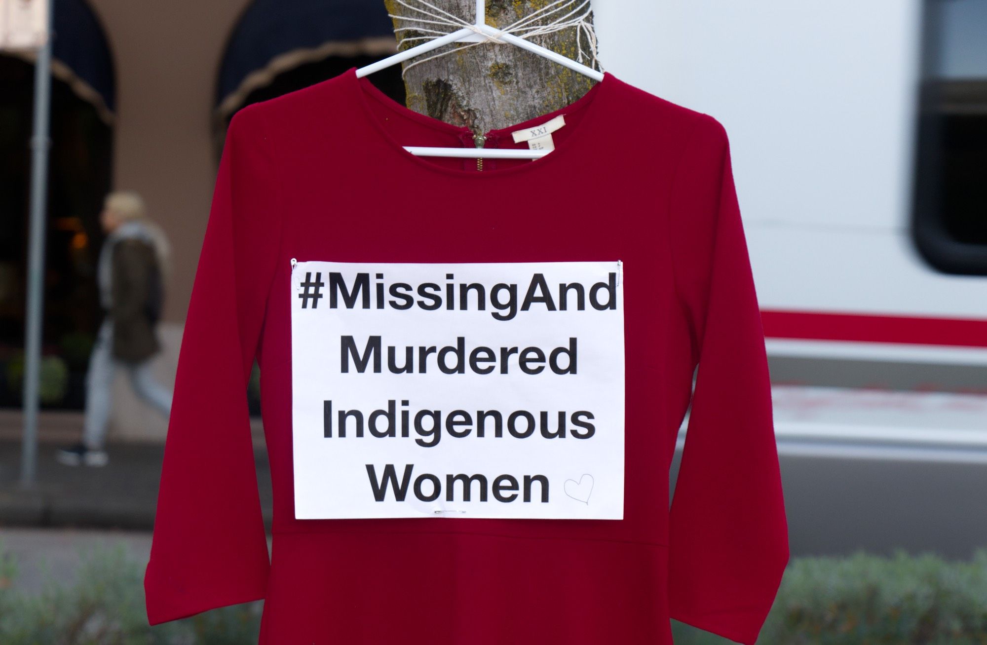 Missing and murdered indigenous women # on dress