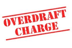 Red stamped "OVERDRAFT CHARGE" on white background - overdraft fees