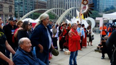 2018 in Toronto with residential school survivors, Intergenerational survivors and indigenous support workers at the IRSS Legacy Celebration, City Hall