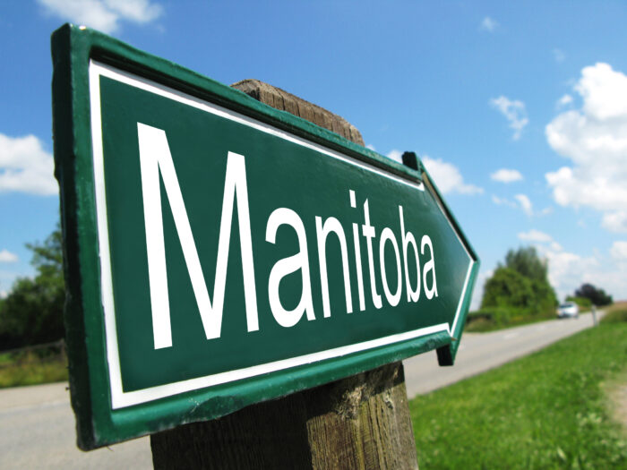 Manitoba signpost along a rural road