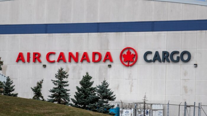 Air Canada Cargo logo on the side of their building at Toronto Pearson Intl. Airport.