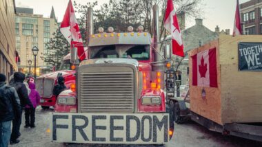 Trucker convoy in Ottawa downtown