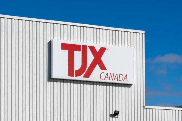 TJX Canada wall sign at their Warehouse in Brampton, Ontario, Canada.