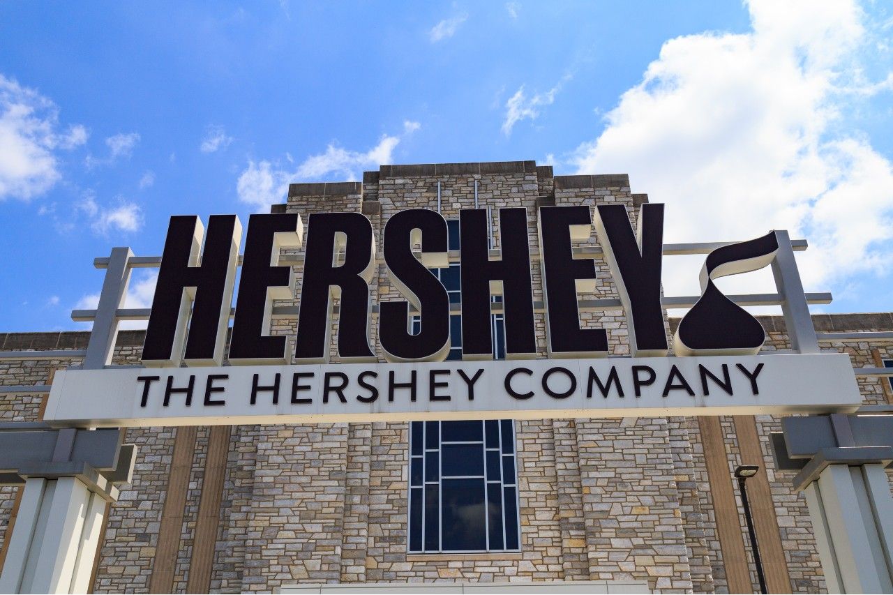 The Entrance of the Hershey Company Chocolate factory in downtown Hershey.