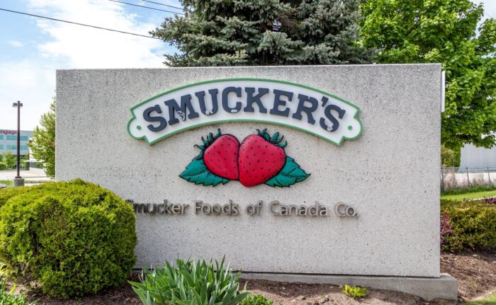 Sign of Smucker's at Canadian head office in Markham, Ontario, Canada.