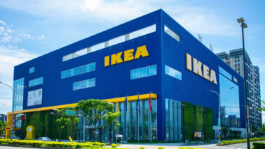 Blue IKEA store on sunny day