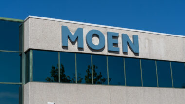 Close up of MOEN sign at their Canada's head office in Oakville, On, Canada.