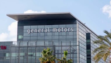 General Motors signage on a building, representing the GM Canadian autoworkers contract.