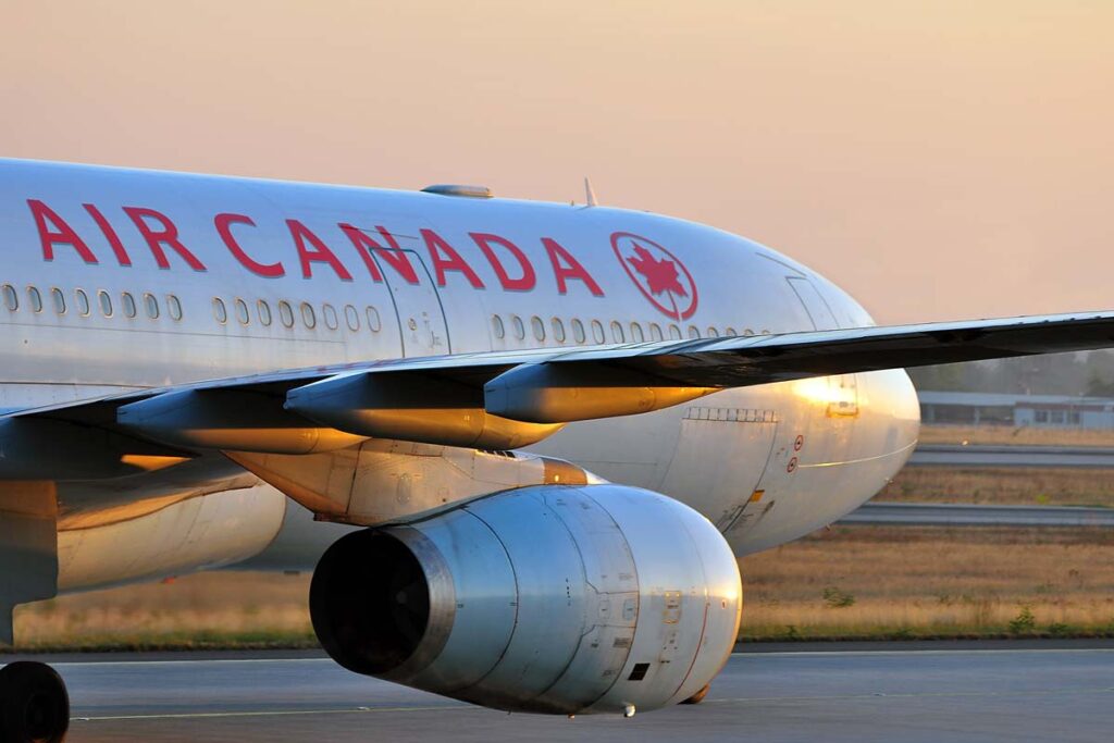 Close up of an Air Canada airplane, representing the Air Canada refund ruling.