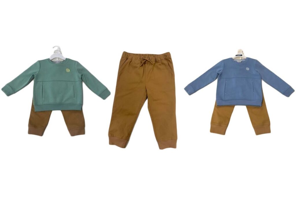 Product photos of recalled pant sets sold at TJX, representing the TJX children's pants recall.