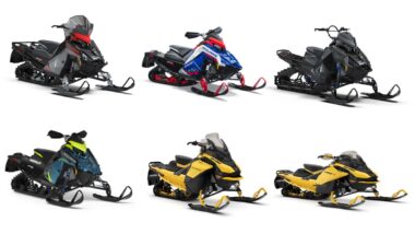 Product photos of some of the recalled snowmobiles by Polaris and Bombardier, representing the snowmobiles recall.