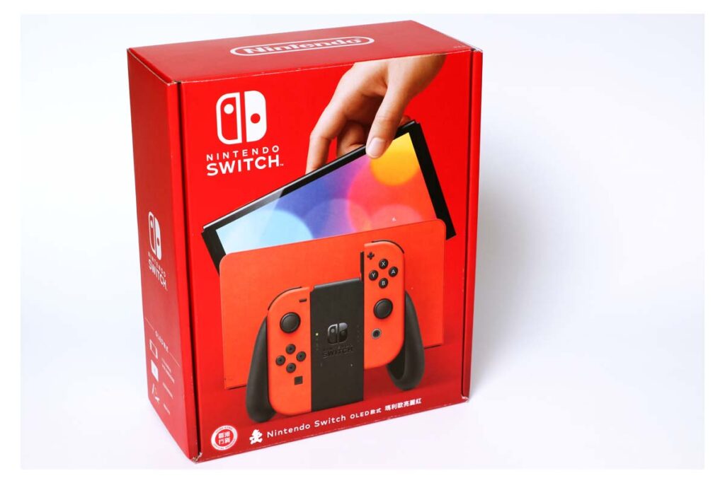 Product packaging for a brand new Nintendo Switch, representing the Dell and Switch class action.